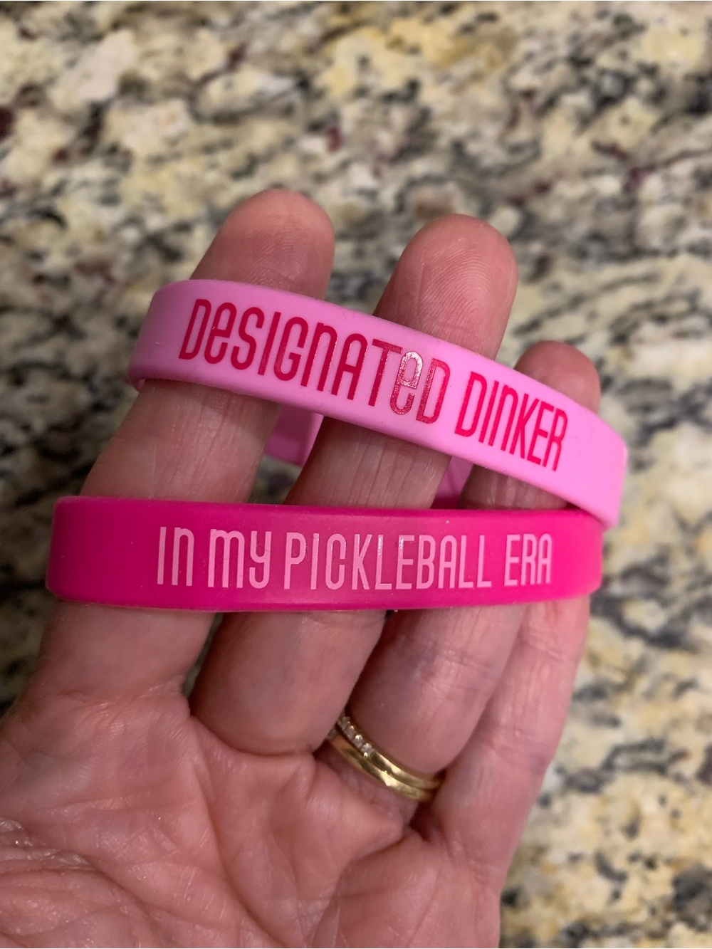 Pink Pickleball Silicone Wristbands - Set of 2